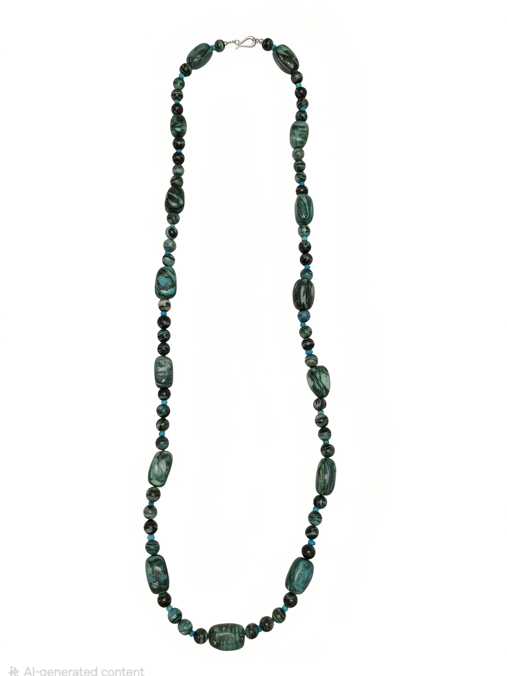 Jay King .925 Malachite-Style Green, Turquoise and black Bead Necklace